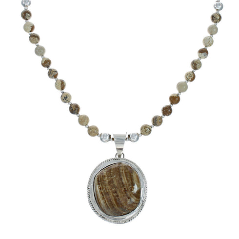 Sterling Silver Native American Picture Rock Bead Necklace Set X10224